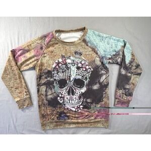 Skull Gothic Skeleton Graphic Sweatshirt Women's Medium